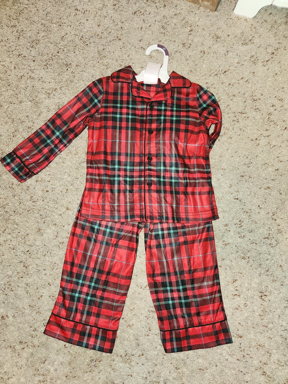 Wondershop Red and Green Plaid Kids Pajama Set For Boys Size 2T